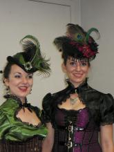 Two of the exhibitors decked out in their Steampunk finery.